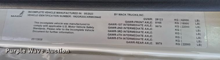 image for item DW3392 2024 Mack Granite GR64F dump truck