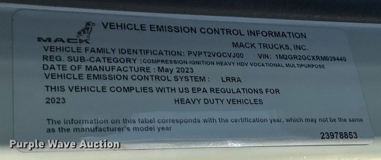 image for item DW3392 2024 Mack Granite GR64F dump truck