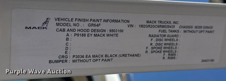 image for item DW3393 2024 Mack Granite GR64F dump truck