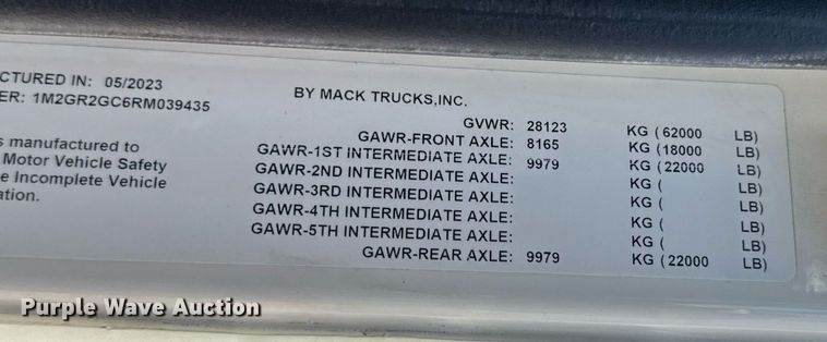 image for item DW3393 2024 Mack Granite GR64F dump truck