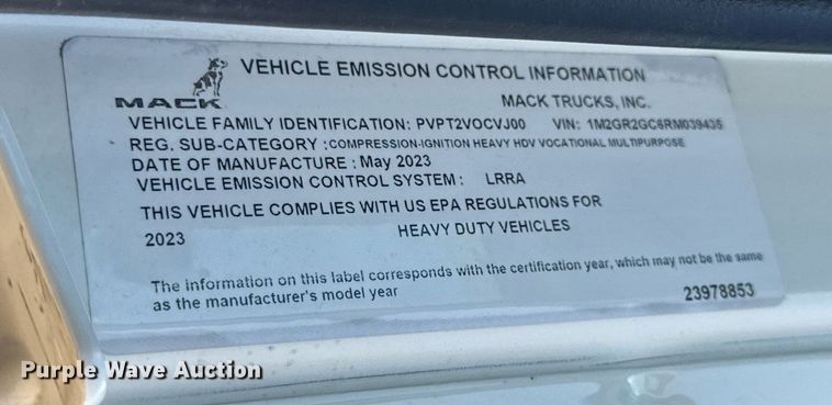 image for item DW3393 2024 Mack Granite GR64F dump truck