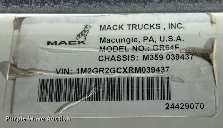 image for item DW3395 2024 Mack Granite GR64F dump truck