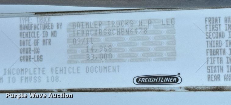 image for item DW3414 2012 Freightliner Business Class M2 utility / service truck