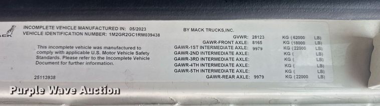 image for item DW3422 2024 Mack Granite GR64F dump truck