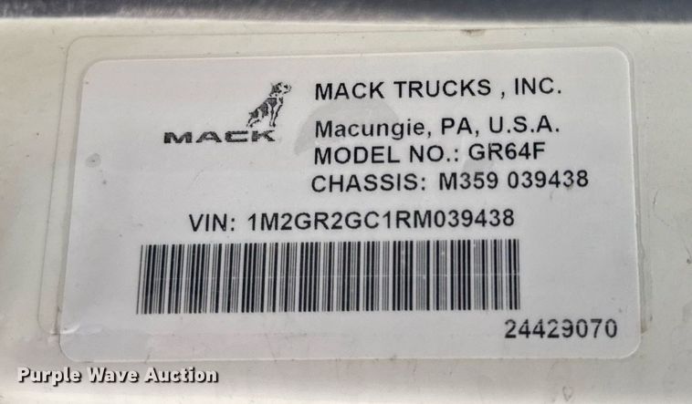 image for item DW3422 2024 Mack Granite GR64F dump truck