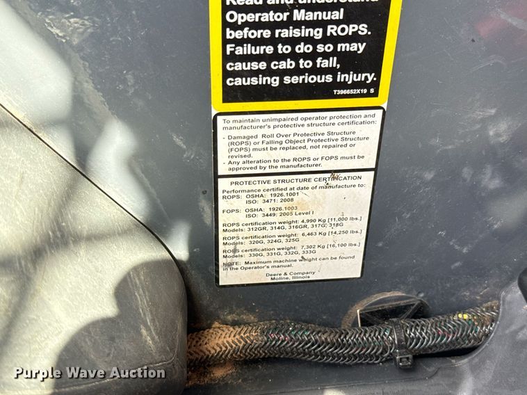 image for item DW5168 2021 John Deere 324G skid steer loader