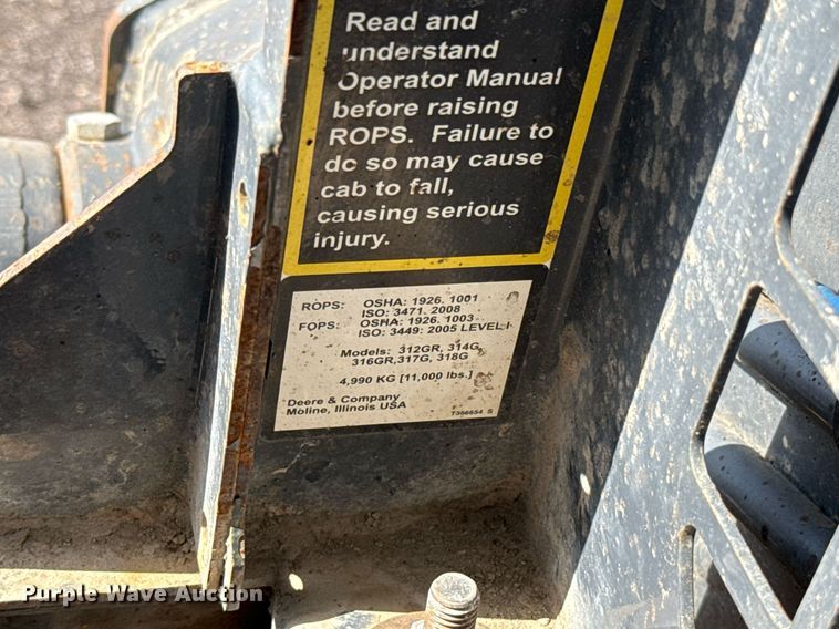 image for item DW5169 2016 John Deere 316GR skid steer loader