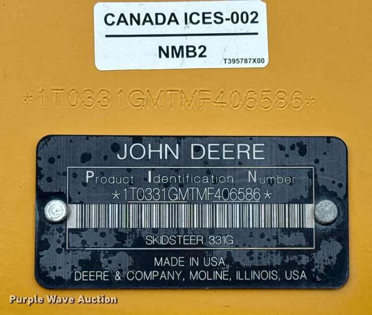 image for item DW5170 2021 John Deere 331G tracked skid steer loader