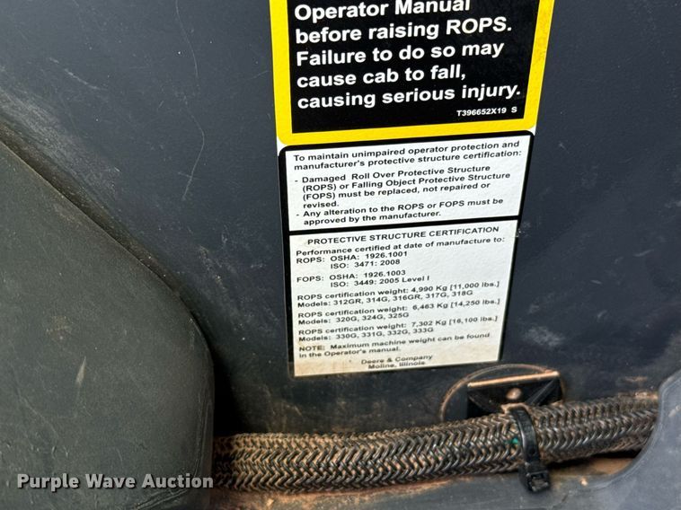 image for item DW5171 2021 John Deere 325G tracked skid steer loader