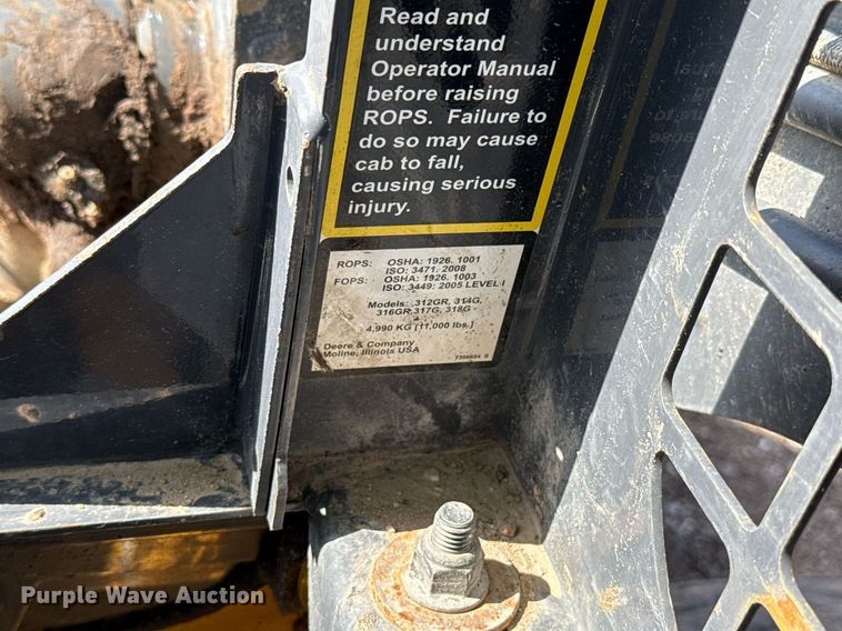 image for item DW5173 2017 John Deere 316GR skid steer loader