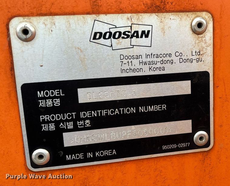 image for item DW7200 Doosan DL250TC-5 wheel loader