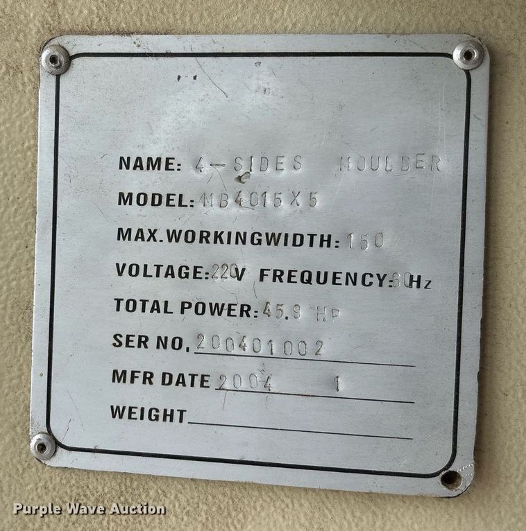 image for item DW7206 2004 4-Sides Moulder MB4015X5 molder/planer