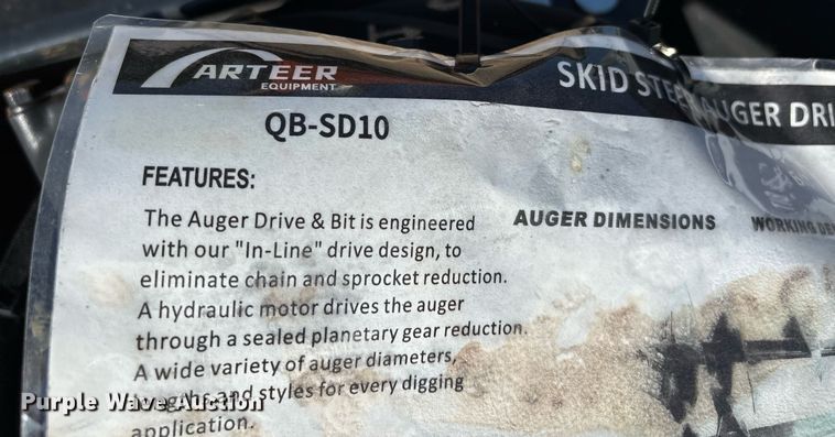 image for item DW7229 Arteer QB-SD10 skid steer auger