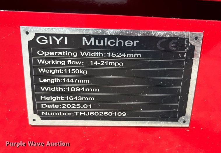 image for item DW7233 2025 GIYI skid steer mulcher