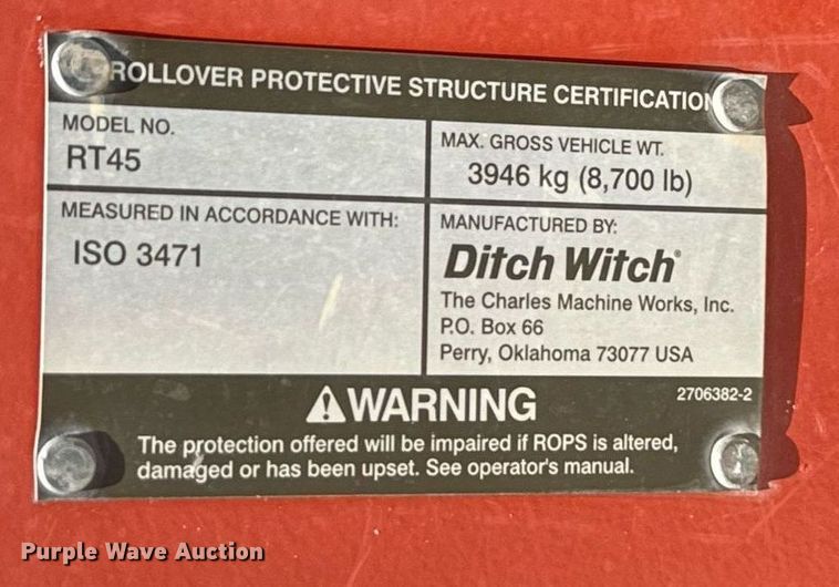 image for item DX5682 2017 Ditch Witch RT45 trencher