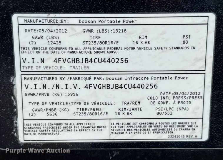 image for item DX5690 2012 Doosan generator