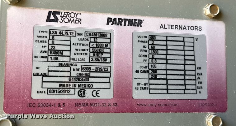 image for item DX5691 2012 Doosan generator