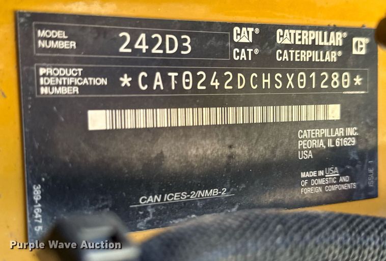 image for item DX5692 2020 Caterpillar 242D3 skid steer loader