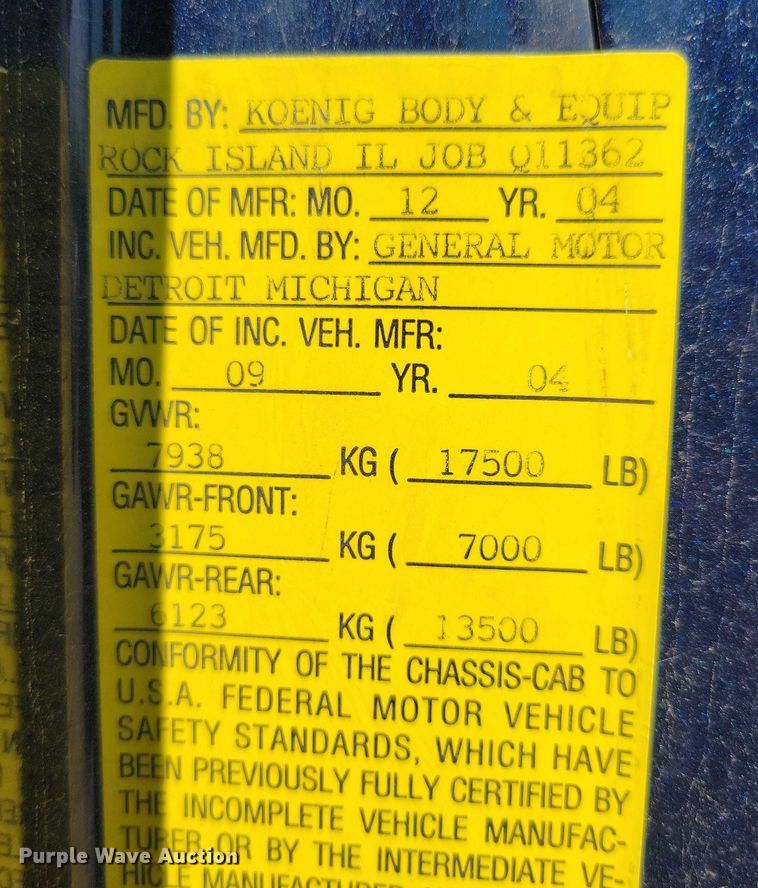 image for item DX7126 2005 Chevrolet C4500 Crew Cab dump truck