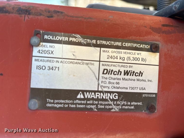 image for item DX8062 2007 Ditch Witch 420SX trencher