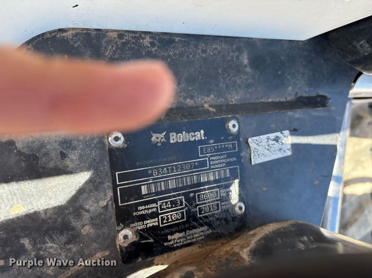 image for item DX8068 2015 Bobcat E85 mini excavator