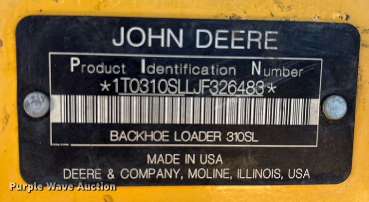 image for item DX8073 2018 John Deere 310SL backhoe
