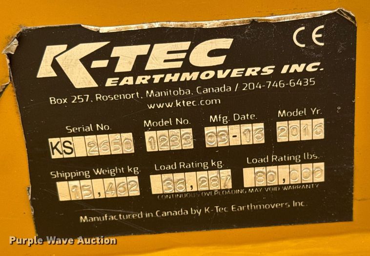 image for item DY0442 2016 K-Tec 1237 scraper