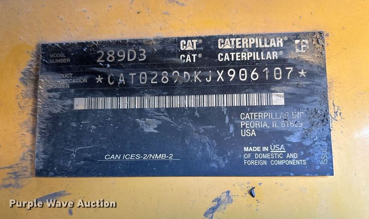 image for item DY0872 2021 Caterpillar 289D3 tracked skid steer loader