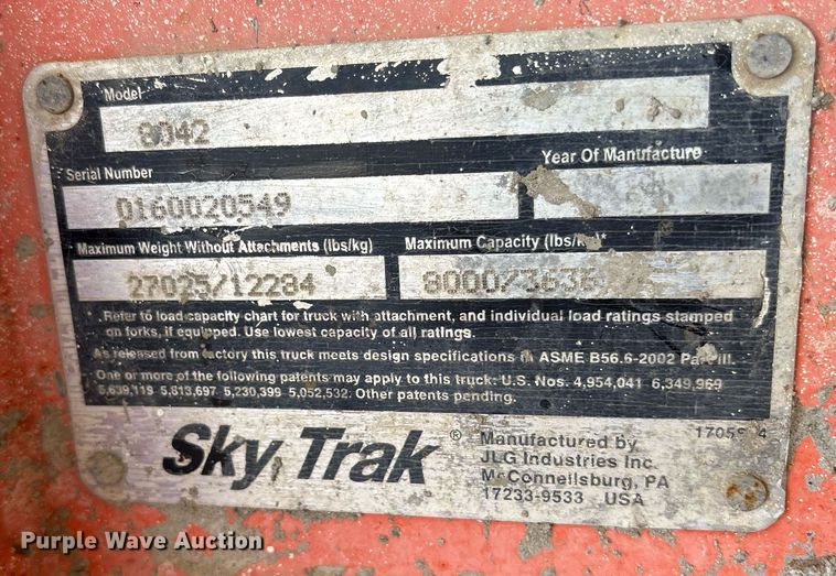 image for item DY0888 2006 Sky Trak 8042 telehandler