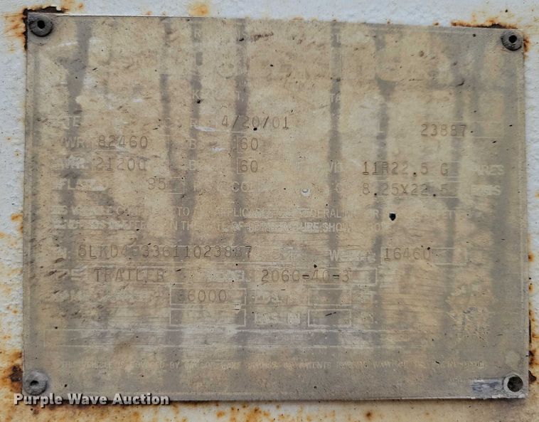 image for item EA2475 2001 Load King bottom dump trailer