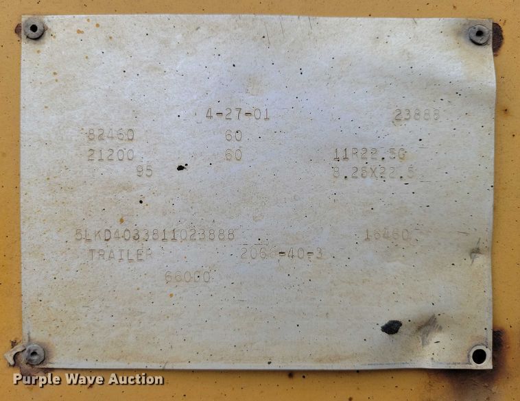 image for item EA2476 2001 Load King bottom dump trailer