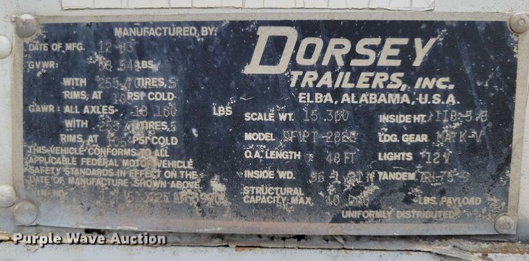 image for item EA2477 1984 Dorsey dry van office trailer