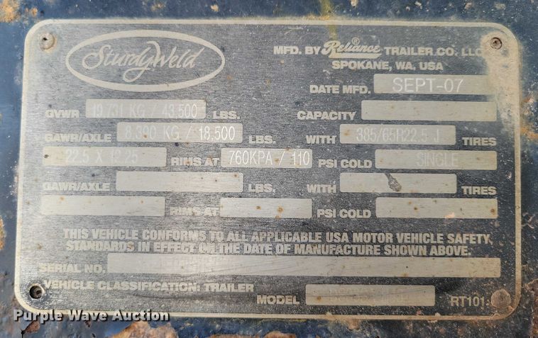 image for item EA2478 2008 SturdyWeld DS36SA-H43 end dump pup trailer