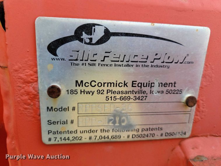 image for item EA2498 Silt Fence Plow  RPPSFP-36 skid steer silt fence plow