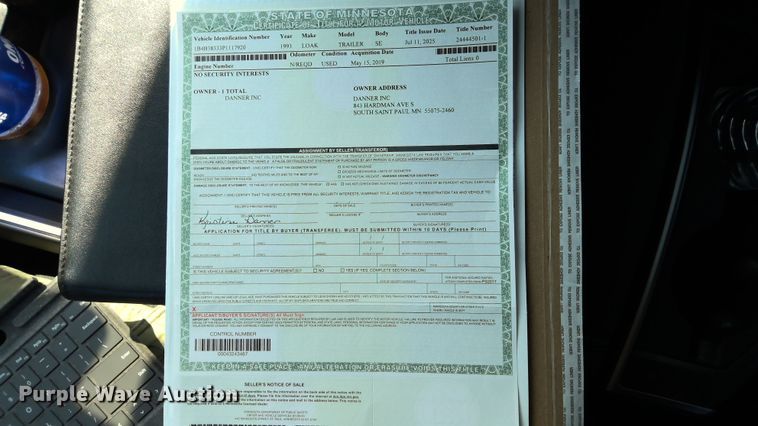 image for item EB2649 1993 Load King 2060-38-3 bottom dump trailer