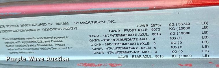 image for item EB2807 1997 Mack CL713 dump truck