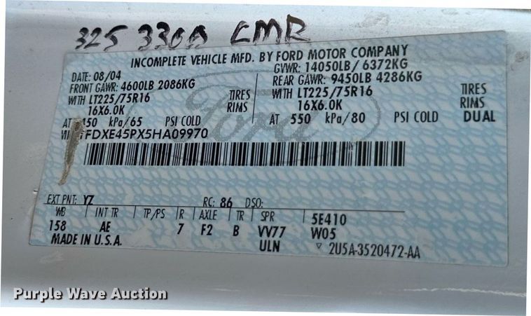 image for item EB2808 2005 Ford E450 utility van