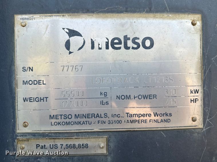 image for item EB2824 Metso Lokotrak LT1213S impact crushing plant