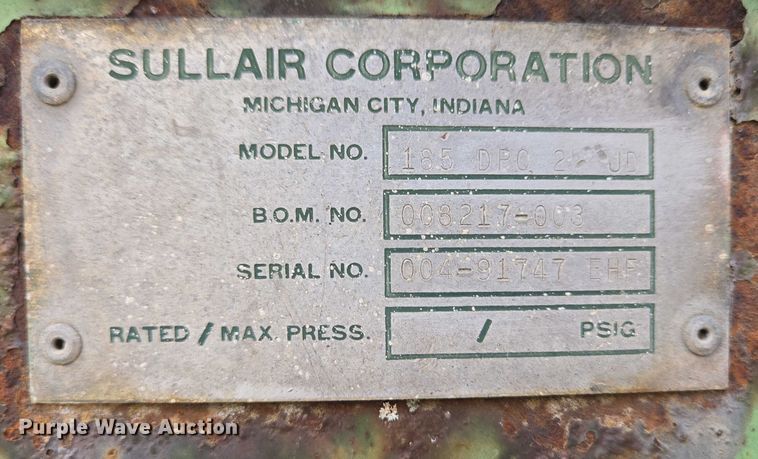 image for item EC4344 Sullair 185 DPC 2 JD air compressor