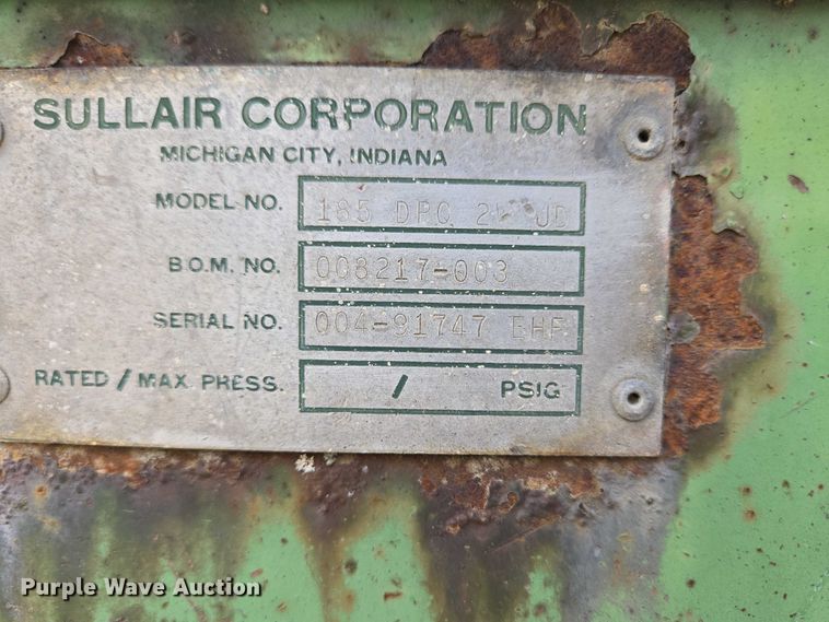 image for item EC4344 Sullair 185 DPC 2 JD air compressor