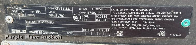 image for item EC4361 2022 SDLG L938F wheel loader