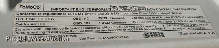 image for item ED2164 2016 Ford F550 Super Duty XL bucket truck