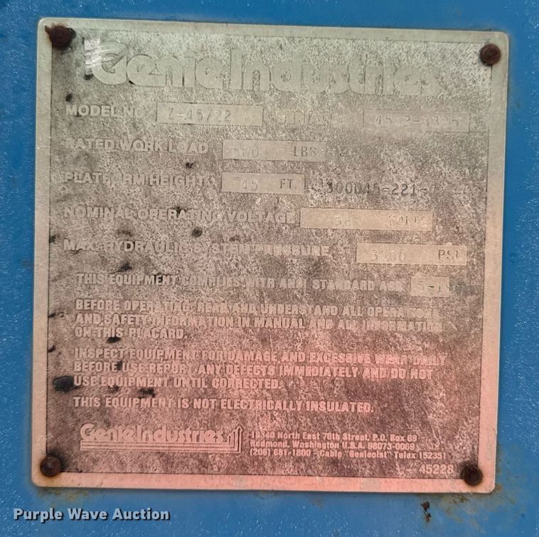 image for item ED4335 1996 Genie Z-45/22 boom lift