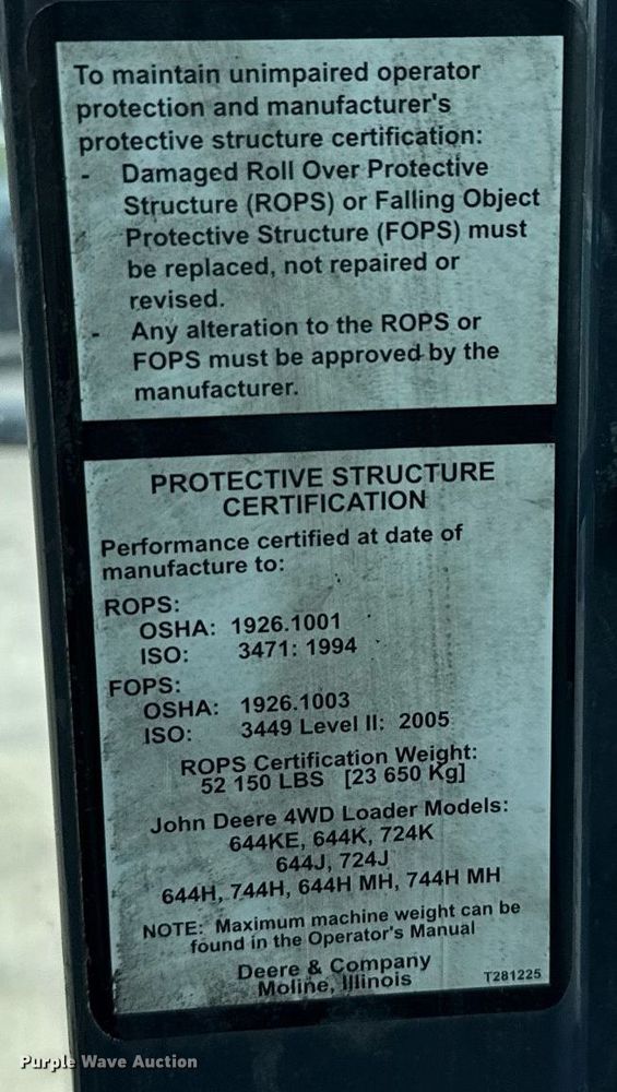 image for item ED5770 2016 John Deere 724K wheel loader