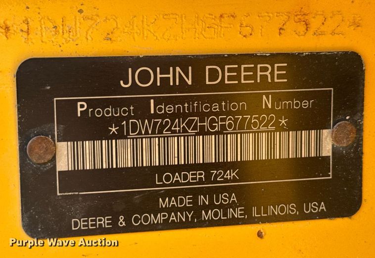 image for item ED5770 2016 John Deere 724K wheel loader