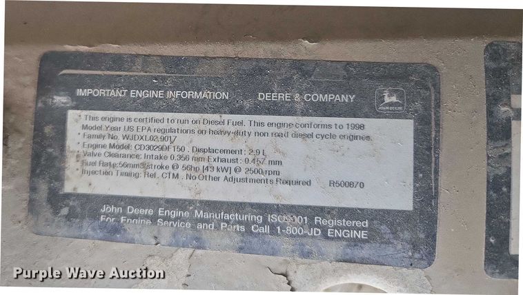 image for item EF1791 1998 Ingersoll-Rand P100WJD air compressor