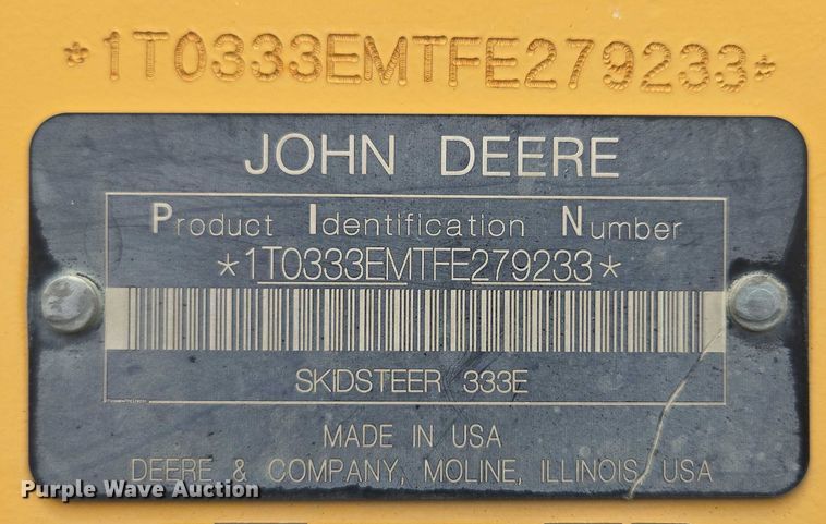 image for item EF1812 2015 John Deere 333E tracked skid steer loader