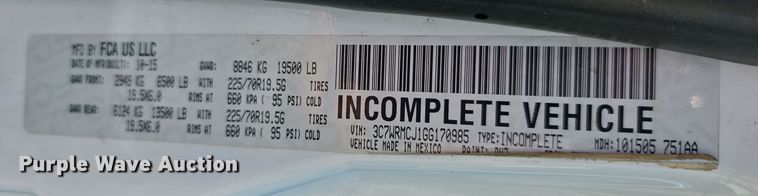 image for item EF3739 2016 Dodge  Ram 5500HD flatbed truck