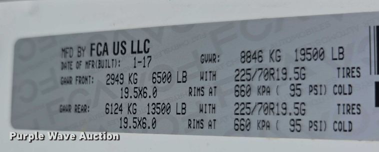 image for item EF3742 2017 Dodge Ram 5500HD truck cab and chassis