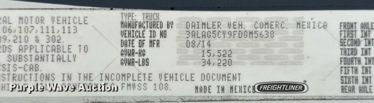 image for item EG5943 2015 Freightliner 108SD Ext. Cab crane truck